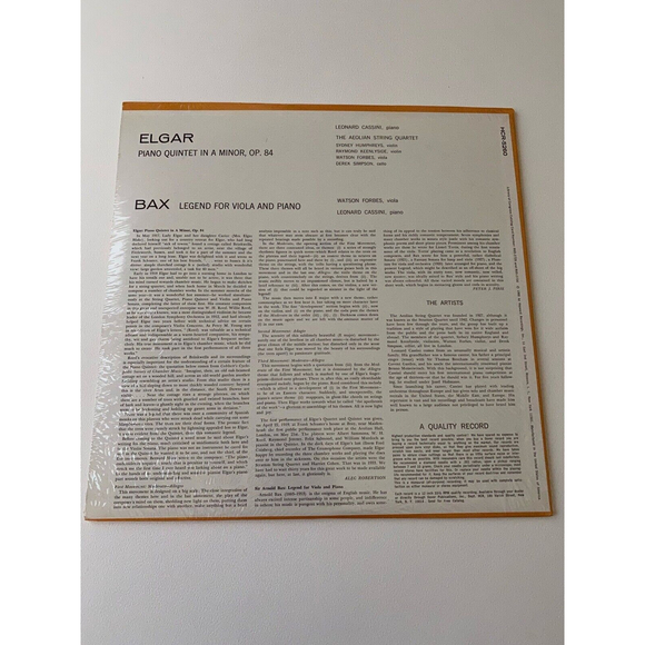 Elgar Piano Quintet In A Minor Bax  Leonard Cassini Watson Forbes LP SEALED 5260 - Picture 2 of 3